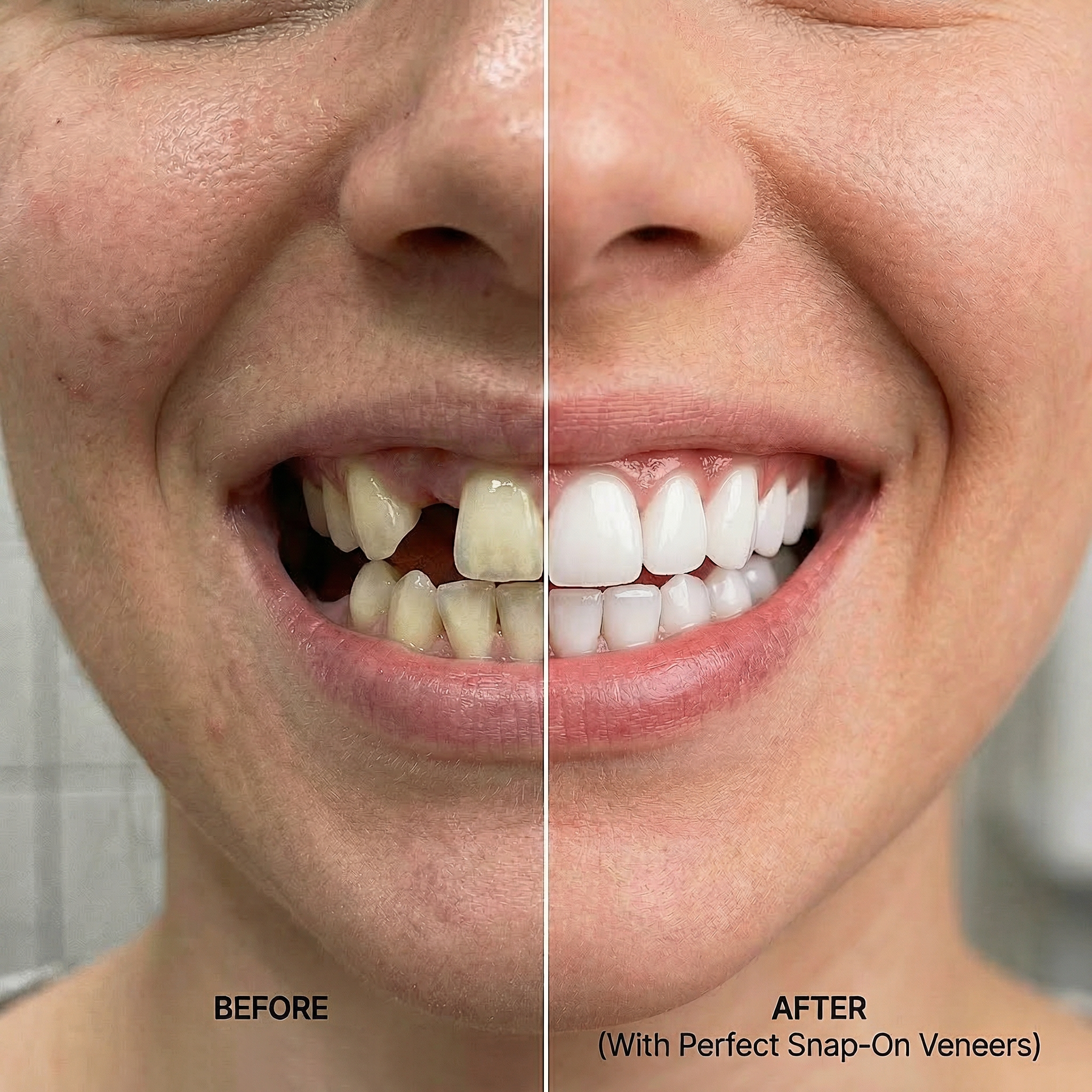 Before and after snap-on veneer transformation